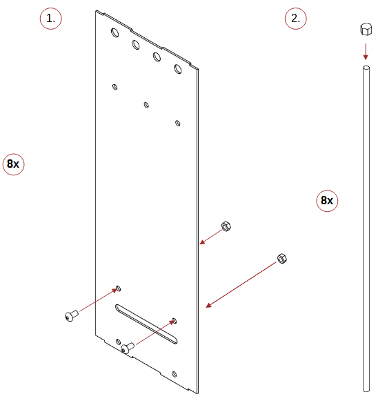 Příprava stěn topeniště a svorníků