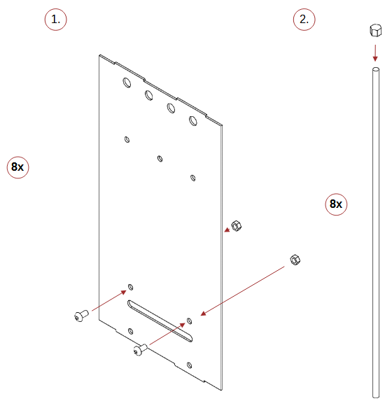 Příprava stěn topeniště a svorníků